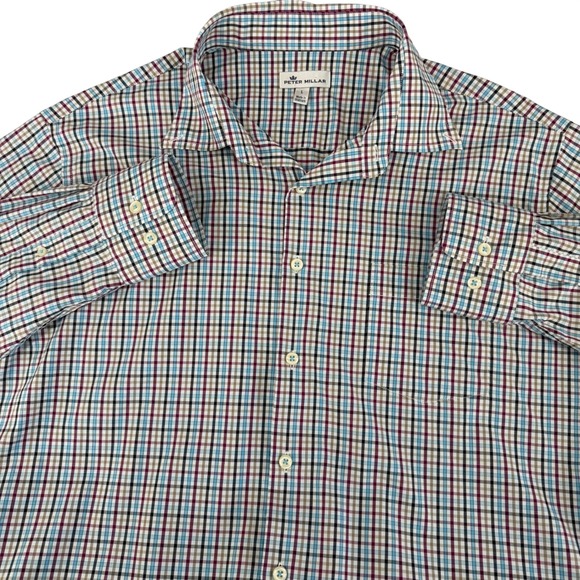 Peter Millar Other - Peter Millar Crown Sport Mens L Blue Purple Check Performance Shirt MF18EW12BL